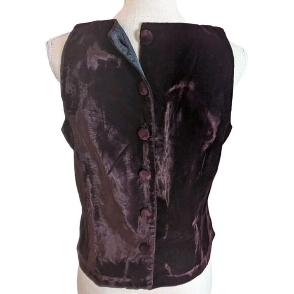 Womens Deep Burgundy Red Velvet Sleeveless Top - Picture 6 of 6